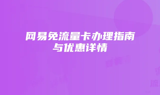网易免流量卡办理指南与优惠详情