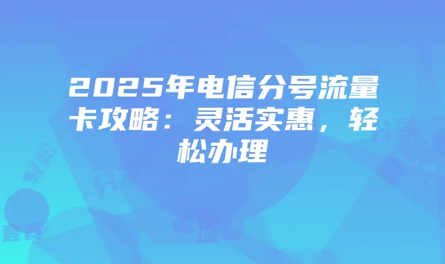 2025年电信分号流量卡攻略：灵活实惠，轻松办理