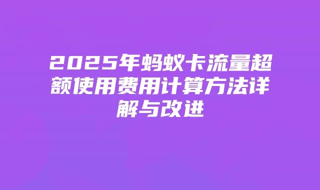2025年蚂蚁卡流量超额使用费用计算方法详解与改进