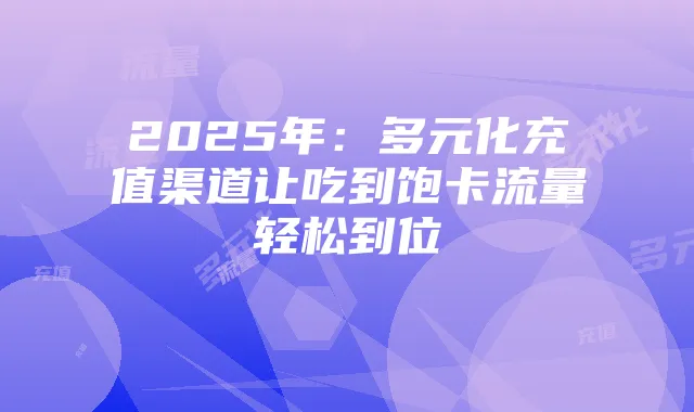 2025年:多元化充值渠道让吃到饱卡流量轻松到位