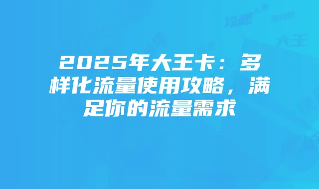 2025年大王卡:多样化流量使用攻略,满足你的流量需求