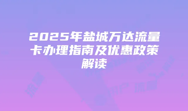 2025年盐城万达流量卡办理指南及优惠政策解读