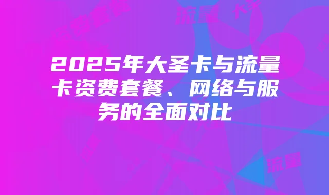 2025年大圣卡与流量卡资费套餐、网络与服务的全面对比