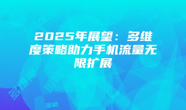 2025年展望：多维度策略助力手机流量无限扩展
