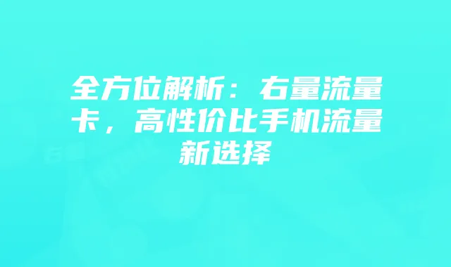 全方位解析:右量流量卡,高性价比手机流量新选择