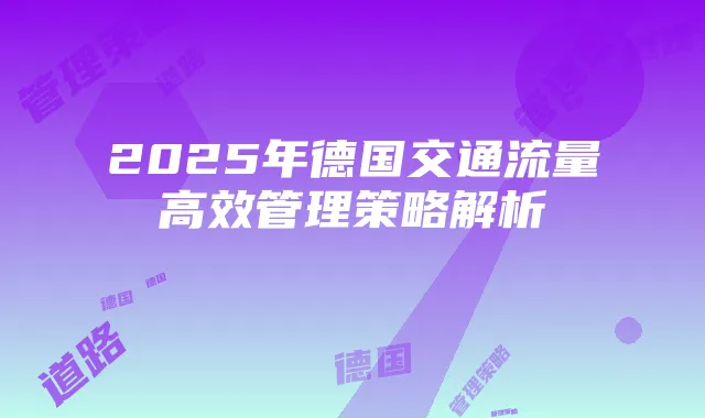 2025年德国交通流量高效管理策略解析