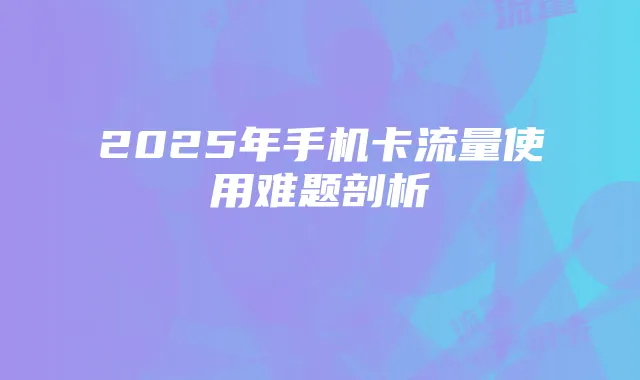 2025年手机卡流量使用难题剖析