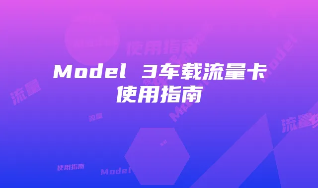 Model 3车载流量卡使用指南