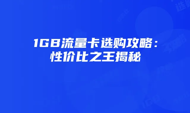 1GB流量卡选购攻略:性价比之王揭秘