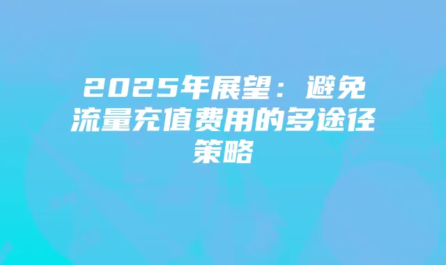 2025年展望:避免流量充值费用的多途径策略