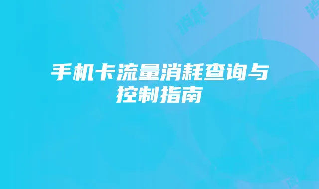 手机卡流量消耗查询与控制指南