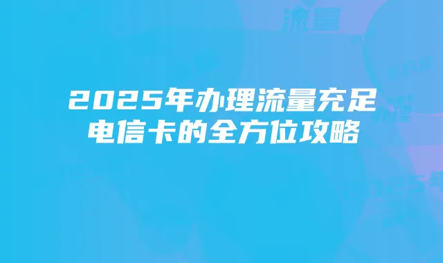 2025年办理流量充足电信卡的全方位攻略