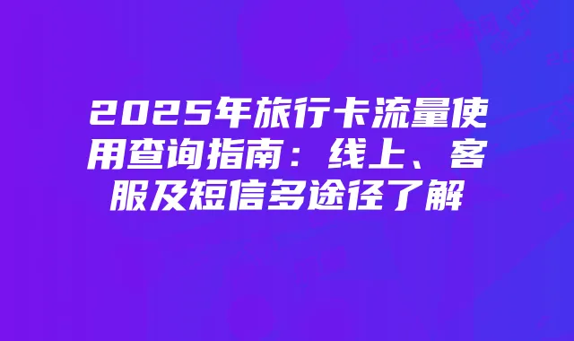 2025年旅行卡流量使用查询指南:线上、客服及短信多途径了解