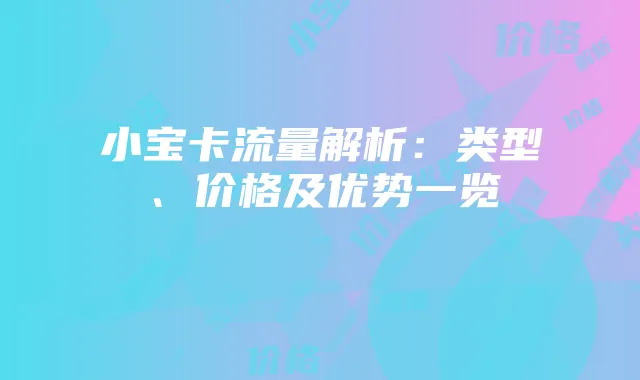 小宝卡流量解析:类型、价格及优势一览