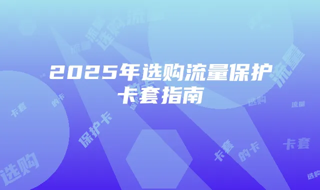 2025年选购流量保护卡套指南