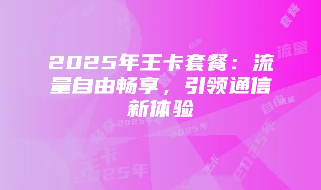 2025年王卡套餐：流量自由畅享，引领通信新体验
