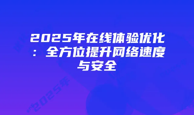 2025年在线体验优化：全方位提升网络速度与安全