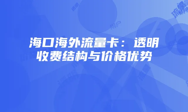 海口海外流量卡:透明收费结构与价格优势