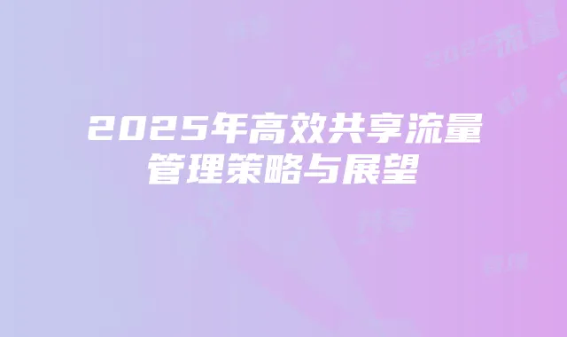 2025年高效共享流量管理策略与展望