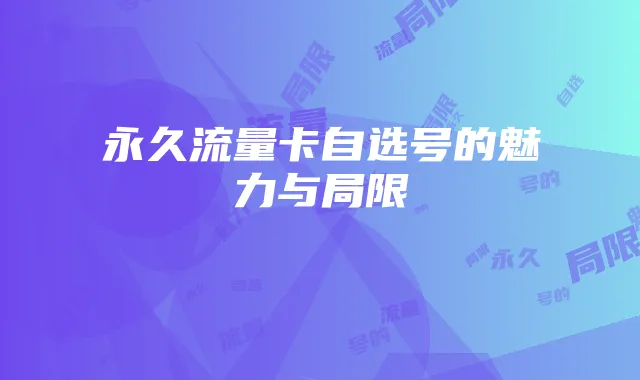 永久流量卡自选号的魅力与局限