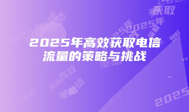 2025年高效获取电信流量的策略与挑战