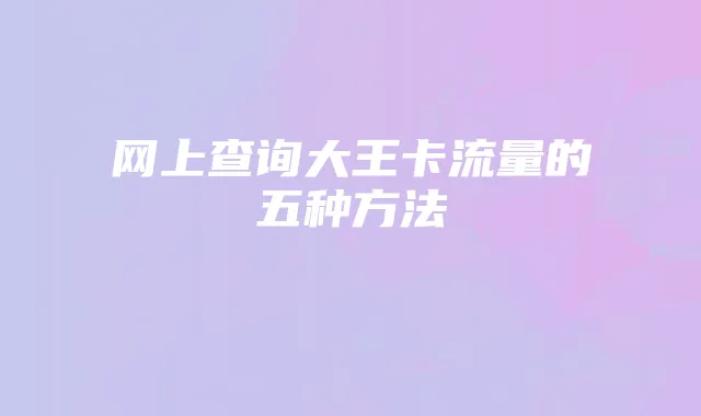 网上查询大王卡流量的五种方法