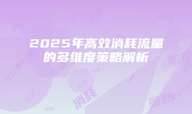 2025年高效消耗流量的多维度策略解析