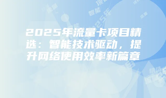 2025年流量卡项目精选：智能技术驱动，提升网络使用效率新篇章