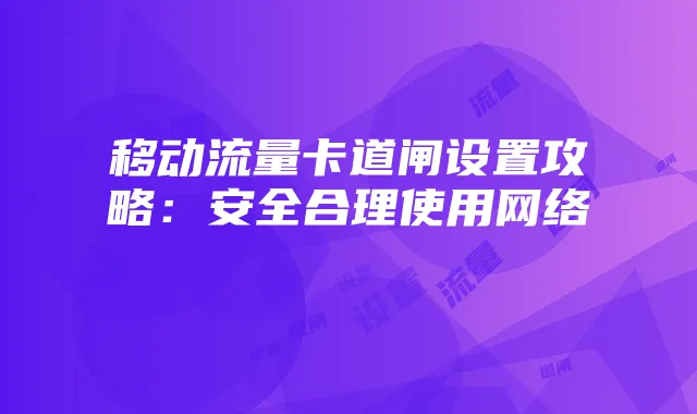 移动流量卡道闸设置攻略:安全合理使用网络