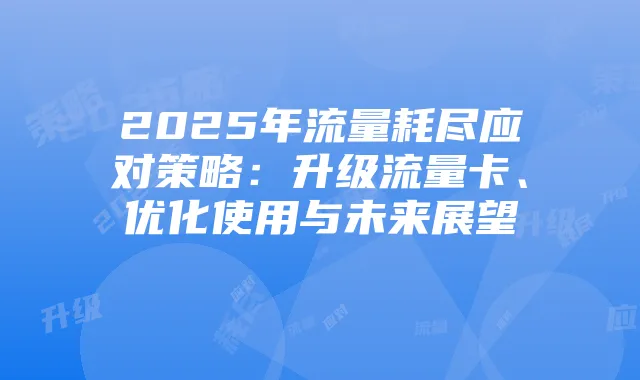 2025年流量耗尽应对策略:升级流量卡、优化使用与未来展望