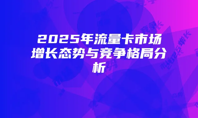 2025年流量卡市场增长态势与竞争格局分析
