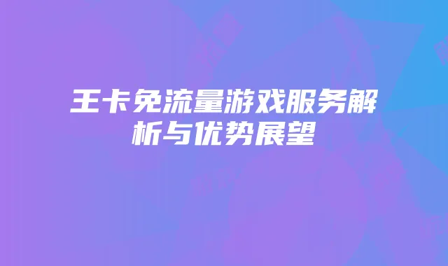 王卡免流量游戏服务解析与优势展望