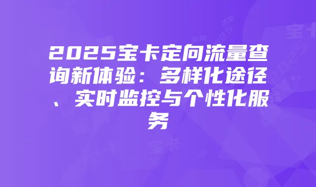 2025宝卡定向流量查询新体验:多样化途径、实时监控与个性化服务