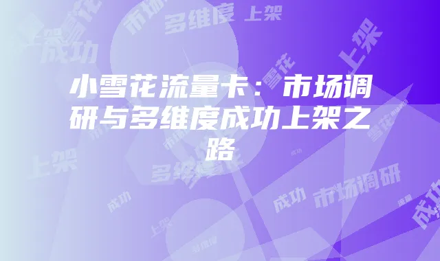 小雪花流量卡:市场调研与多维度成功上架之路
