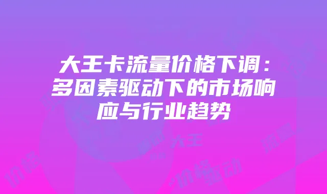 大王卡流量价格下调：多因素驱动下的市场响应与行业趋势