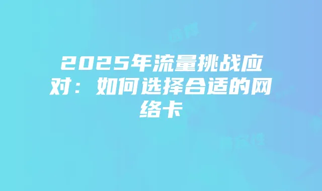 2025年流量挑战应对：如何选择合适的网络卡