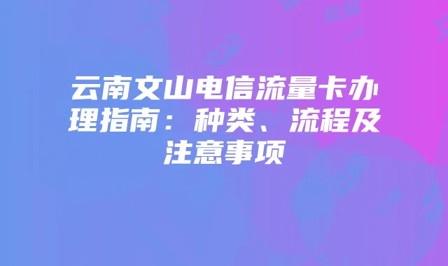 云南文山电信流量卡办理指南:种类、流程及注意事项