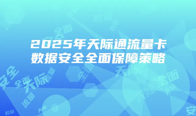 2025年天际通流量卡数据安全全面保障策略