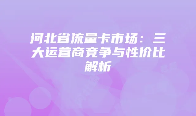 河北省流量卡市场：三大运营商竞争与性价比解析