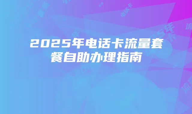 2025年电话卡流量套餐自助办理指南