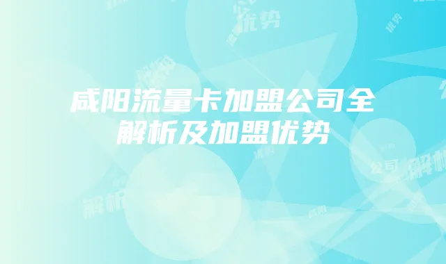 咸阳流量卡加盟公司全解析及加盟优势