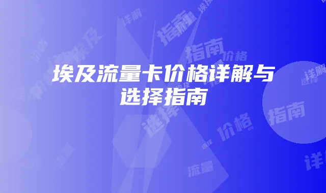 埃及流量卡价格详解与选择指南