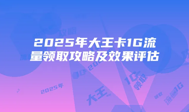 2025年大王卡1G流量领取攻略及效果评估
