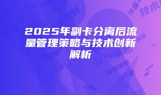 2025年副卡分离后流量管理策略与技术创新解析