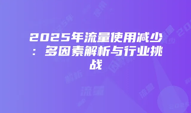 2025年流量使用减少:多因素解析与行业挑战