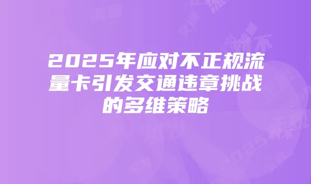2025年应对不正规流量卡引发交通违章挑战的多维策略
