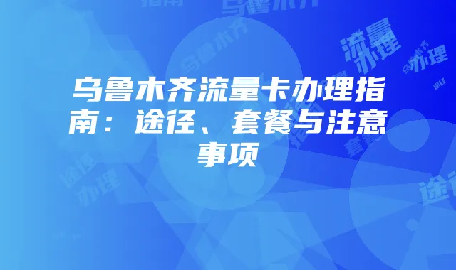 乌鲁木齐流量卡办理指南:途径、套餐与注意事项
