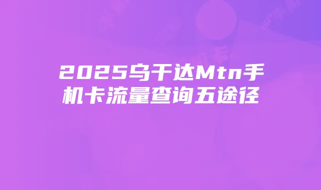 2025乌干达Mtn手机卡流量查询五途径