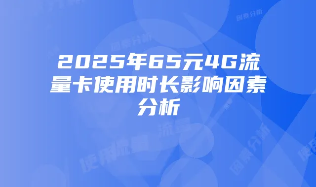 2025年65元4G流量卡使用时长影响因素分析