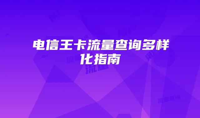 电信王卡流量查询多样化指南